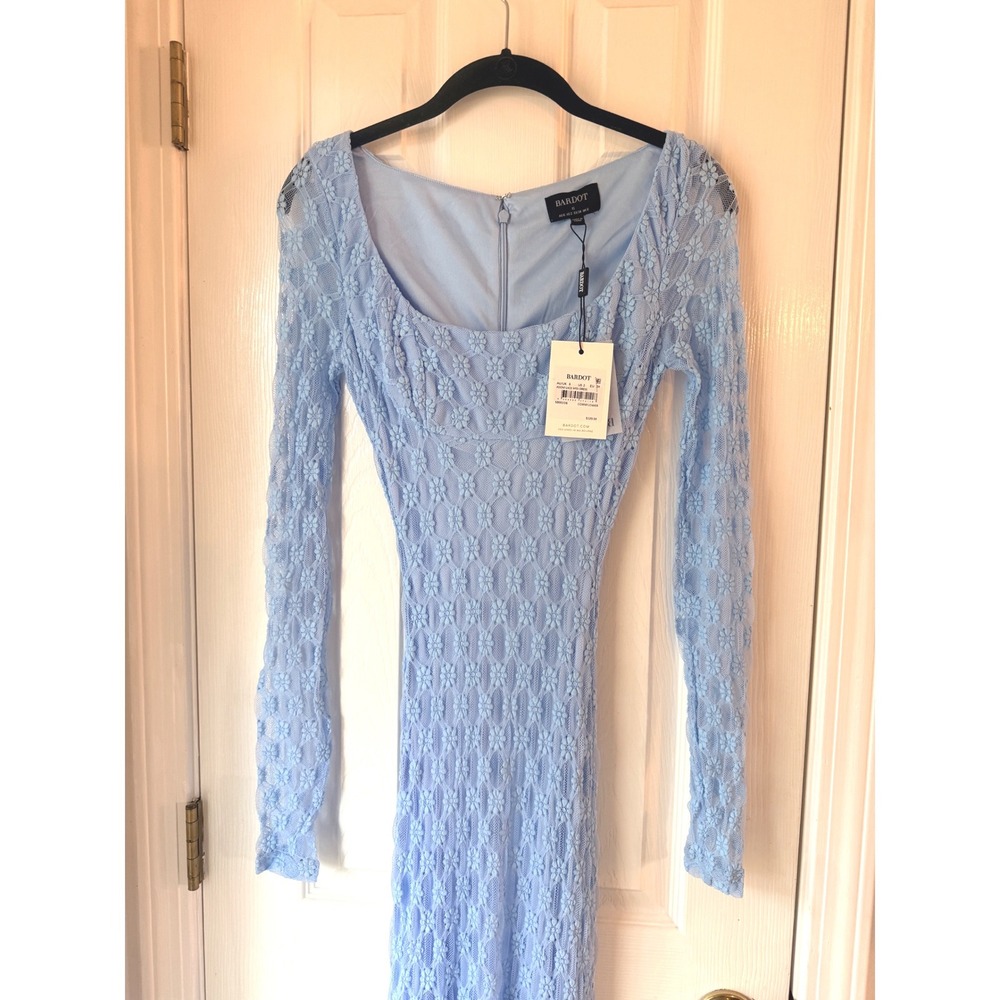 Bardot Adoni Lace Midi Dress Cornflower Blue Floral Scoop Neck NWT Size 2‎ XS - Picture 4 of 6
